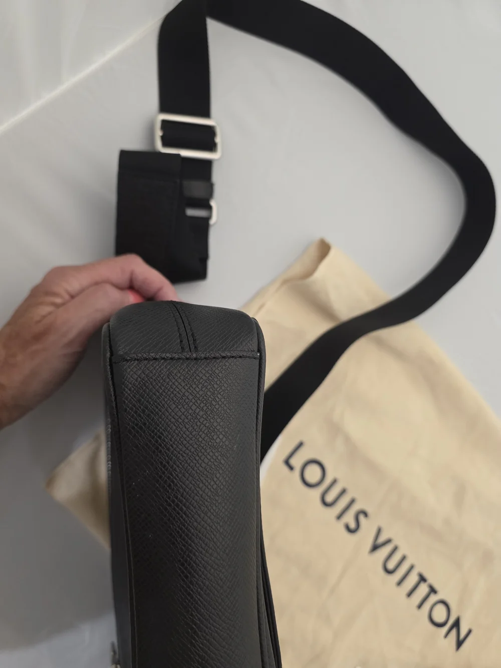 Louis Vuitton Black District PM Textured Leather Bag